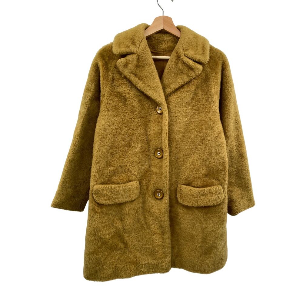 Vintage mustard brown fuzzy pea coat